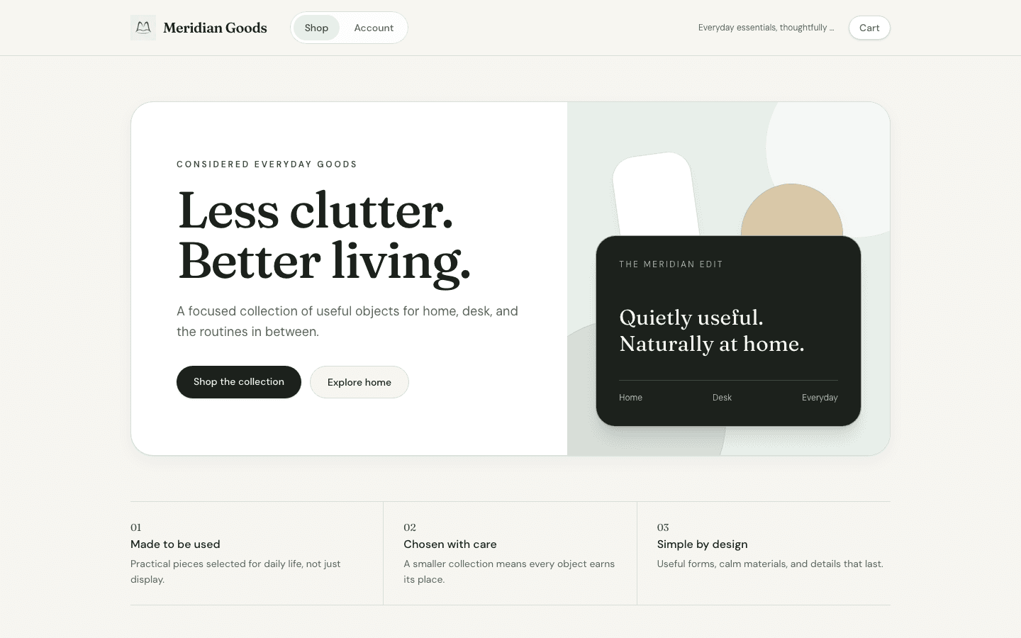 Meridian Goods — E-commerce Platform screenshot 1 of 5