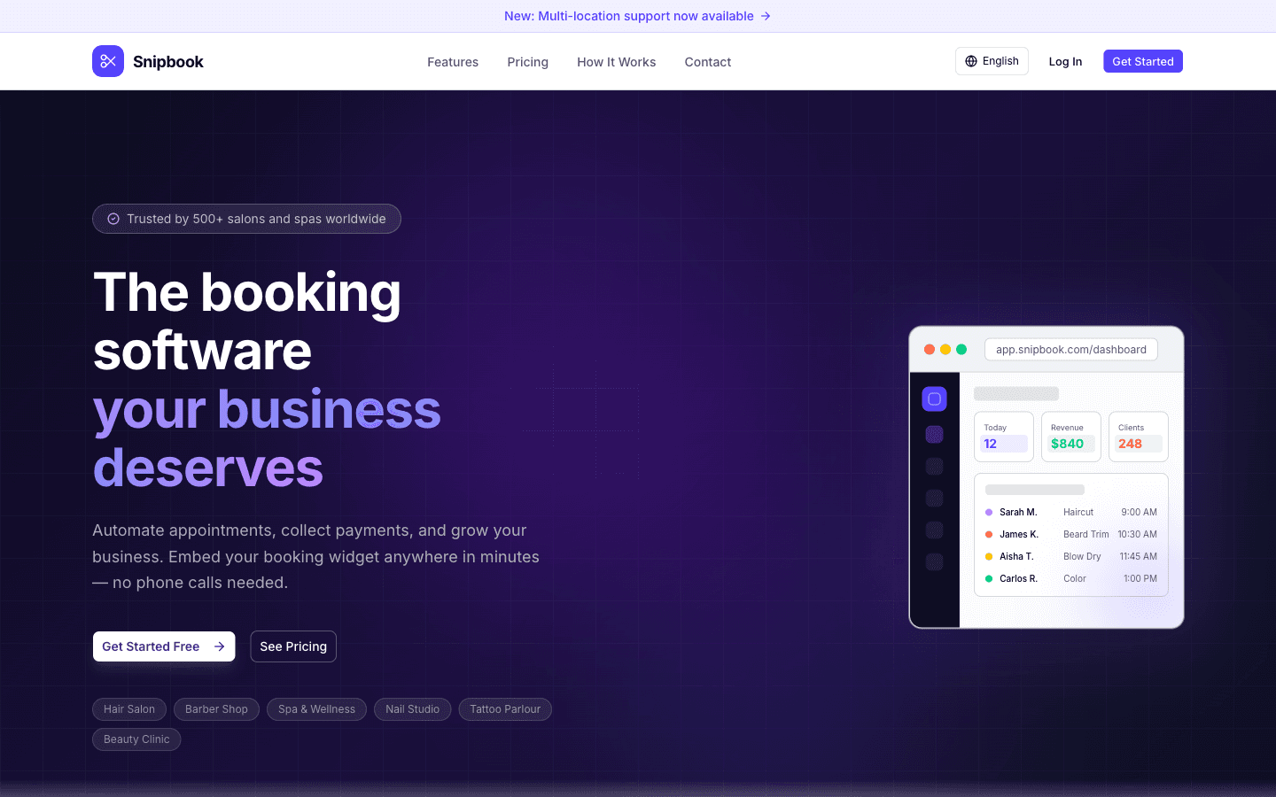 Snipbook — Salon Booking SaaS screenshot 1 of 1